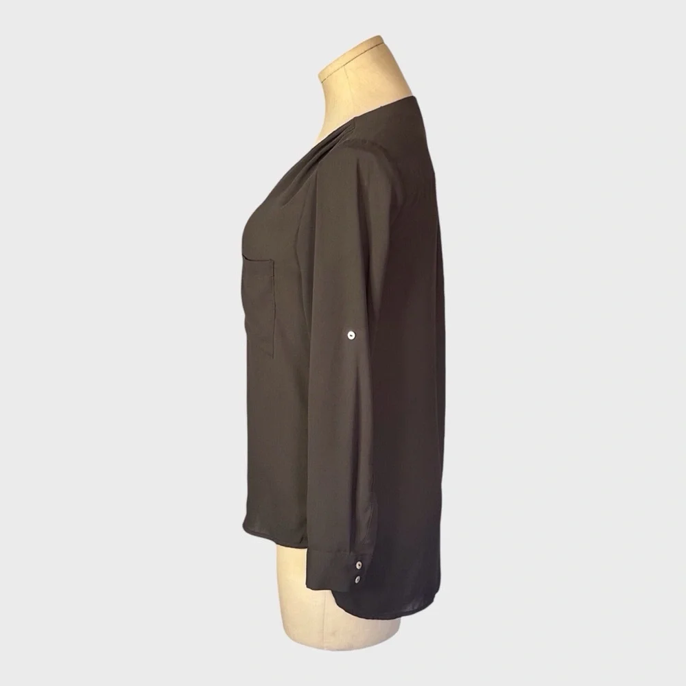 H&M V Neck Button Front Long‎ Sleeve Blouse_4